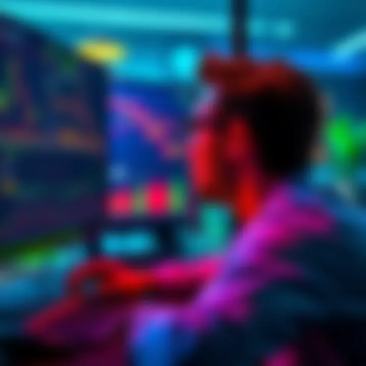 A person looking at a computer screen with cryptocurrency charts, showing signs of emotional detachment.