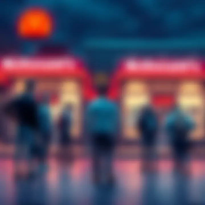 A group of disappointed crypto enthusiasts looking at a closed McDonald's, symbolizing rejection from major brands.