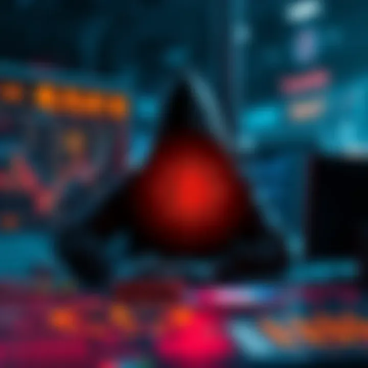 Cryptocurrency Exchange and Hacker Connection A visual representation of a cryptocurrency exchange with a shadowy figure symbolizing a hacker, highlighting security issues in financial transactions.