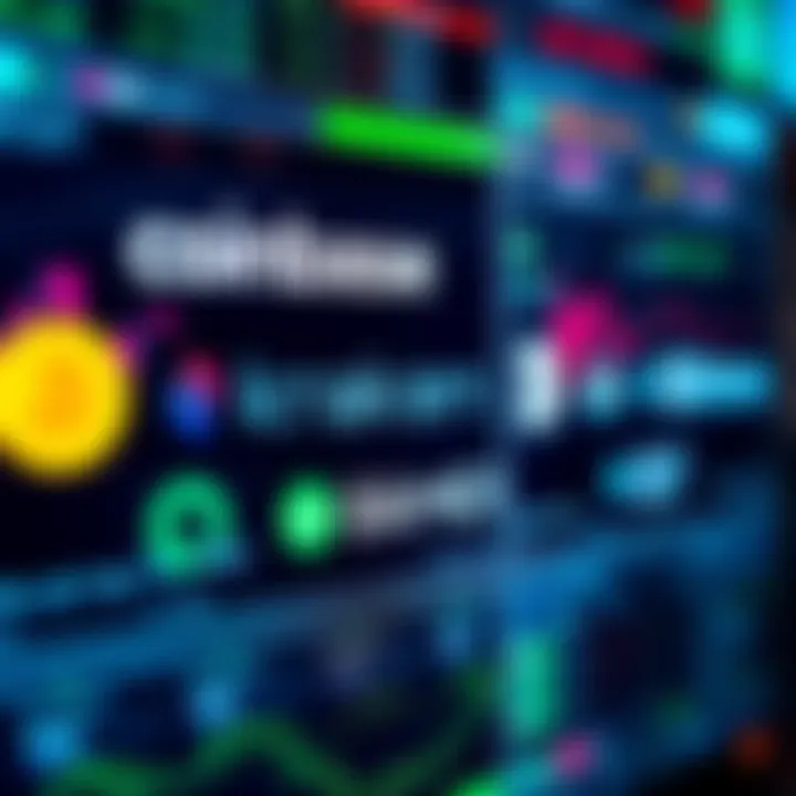 Different cryptocurrency exchanges displayed with logos like Coinbase, Kraken, Bybit, and Bitmex on a digital screen.