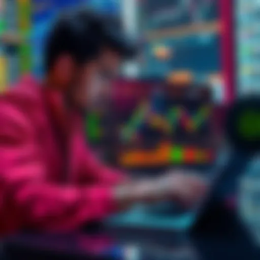 A person analyzing various crypto exchange platforms on a laptop, focusing on security and user interface.