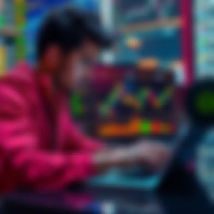 A person analyzing various crypto exchange platforms on a laptop, focusing on security and user interface.