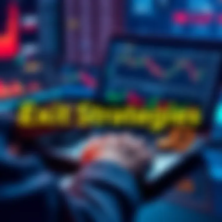 A person analyzing cryptocurrency charts on a laptop, with graphs and coins visible, symbolizing investment strategies.