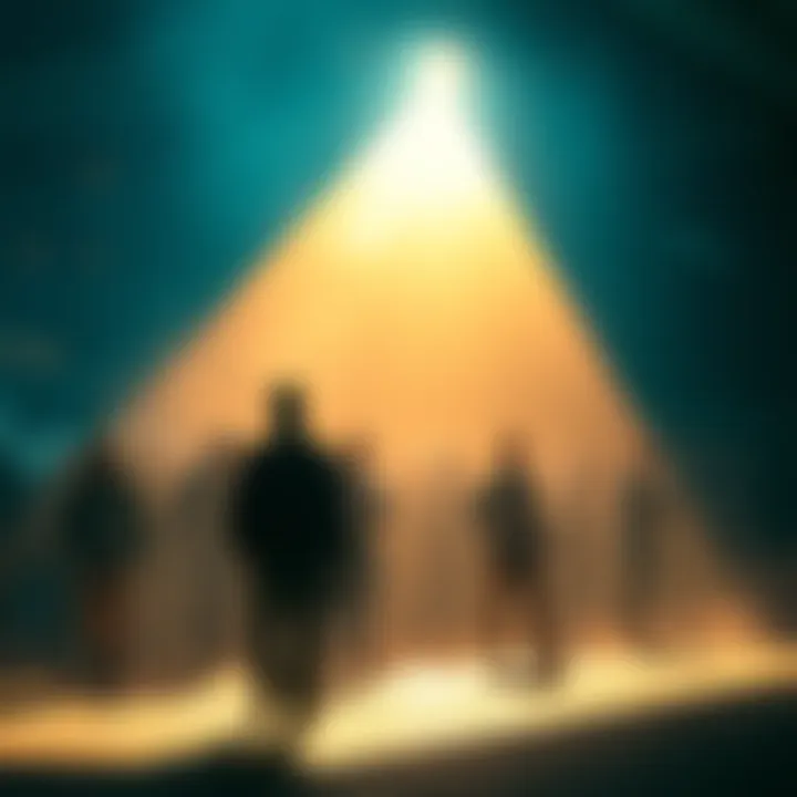 The Reality Behind Crypto Expertise A bright light illuminating the shadowy figures of cryptocurrency chatters, revealing the distinction between true knowledge and buzzword bingo.