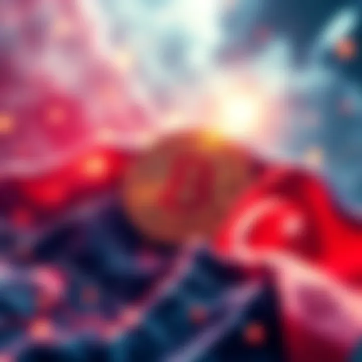 Graphic showing a surge in cryptocurrency fund inflows with an emphasis on Bitcoin and symbols of geopolitical tensions like flags or maps.