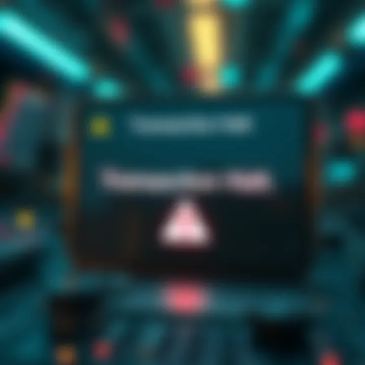 A digital screen displaying a crypto wallet with a 'Transaction Halt' message and a warning symbol about suspicious activity.
