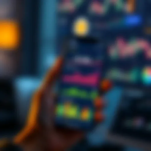 A person holding a smartphone displaying cryptocurrency charts and graphs, symbolizing personal goals in crypto investing.