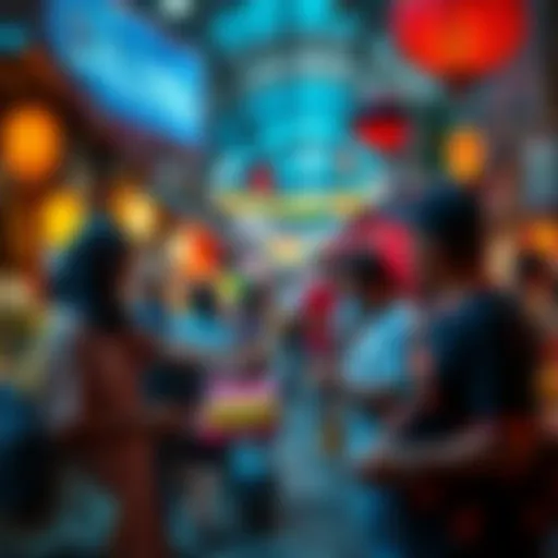 People exchanging cryptocurrency in a vibrant marketplace, showcasing the rise of crypto adoption in emerging markets