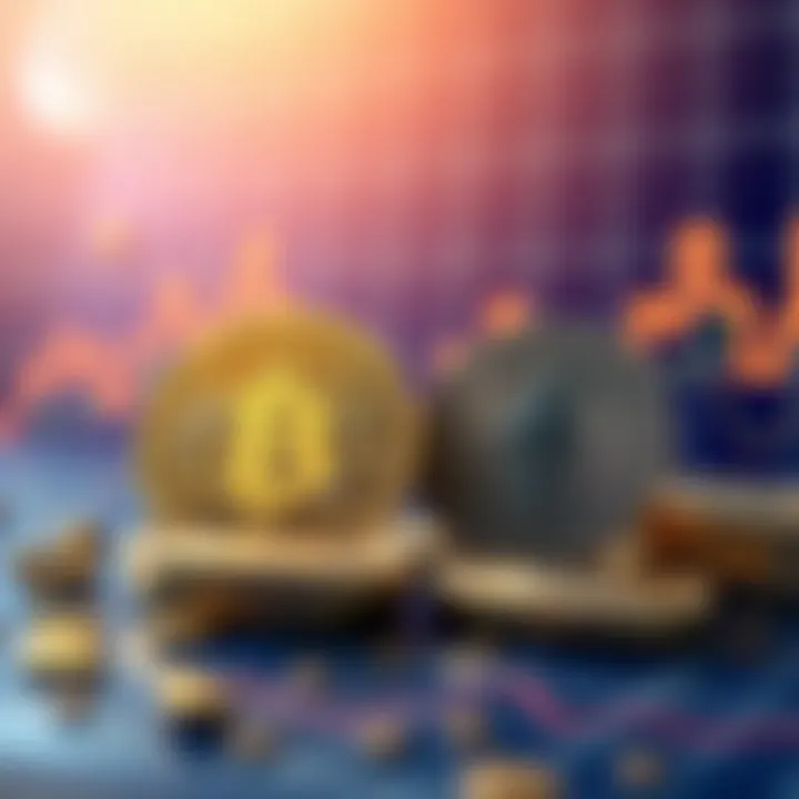 A digital illustration of SOL and ETH coins with a rising graph background, symbolizing potential growth in cryptocurrency market by 2026.