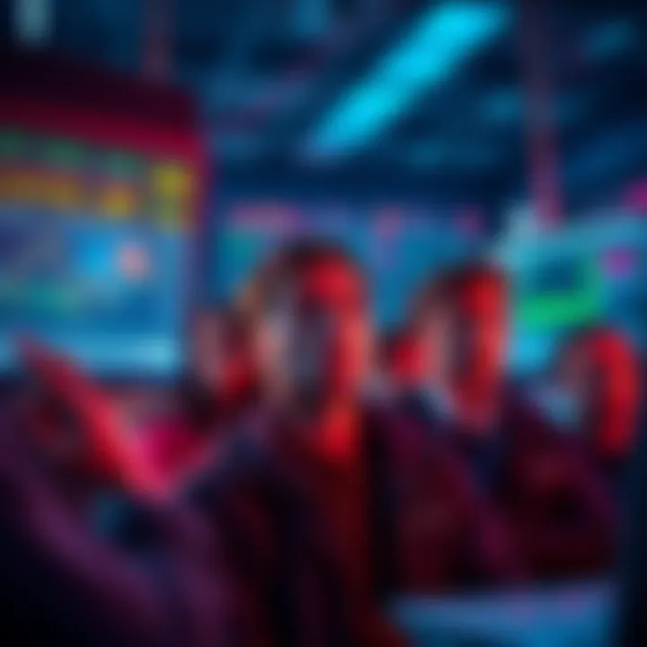 Group of crypto holders looking concerned at screens displaying cryptocurrency market data and quantum computing references