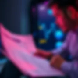 Person reviewing cryptocurrency documents Individual examining papers related to their late father's AOA cryptocurrency holdings