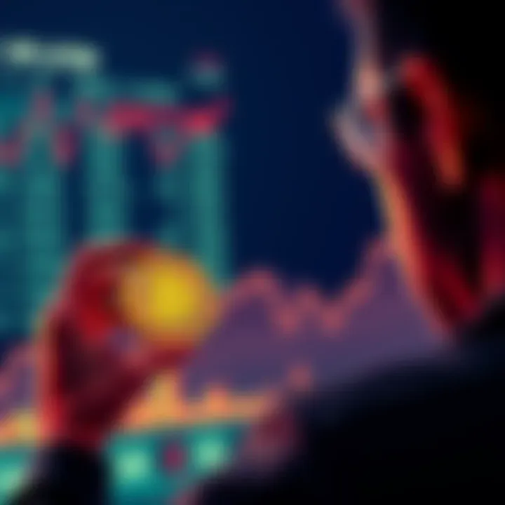 A person looking at a graph showing rising inflation while holding a bitcoin symbol, illustrating the contrast between crypto and economic factors.