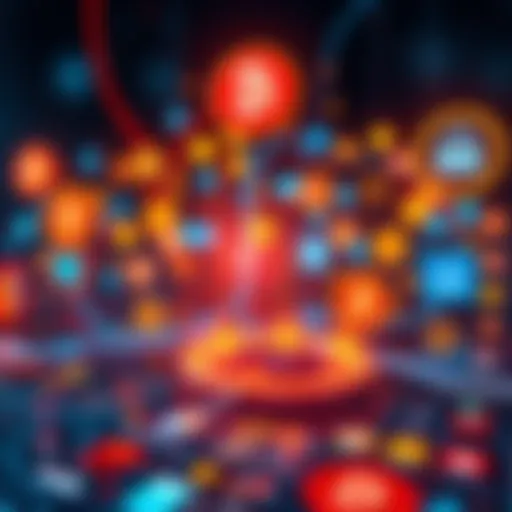 A digital representation of cryptocurrency symbols merging with internet icons, symbolizing payment transformation in 2026.