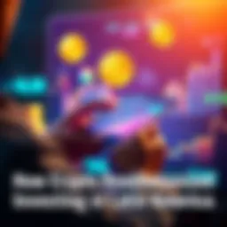 Crypto Investing in Latin America A person using a smartphone for cryptocurrency trading, surrounded by symbols of financial growth like graphs and coins.