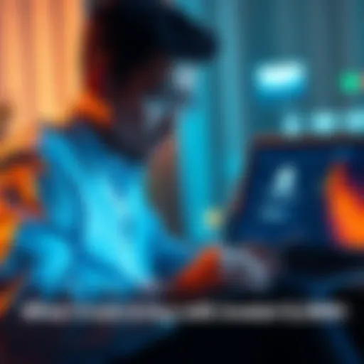 A person considering crypto investments with a laptop showing charts and Ethereum logo
