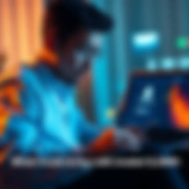A person considering crypto investments with a laptop showing charts and Ethereum logo