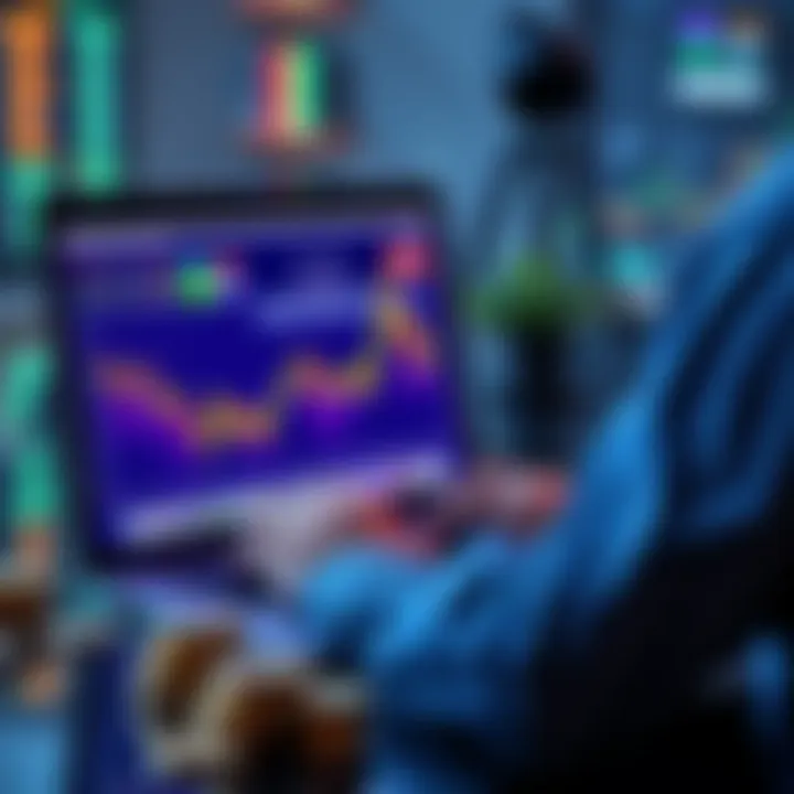 Cryptocurrency Investment in 2025 A person analyzing cryptocurrency charts on a laptop with various coins around them, symbolizing investment decisions in 2025.