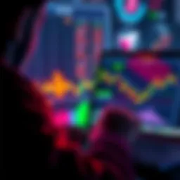 Person looking at cryptocurrency charts Individual examining crypto market trends on a laptop screen