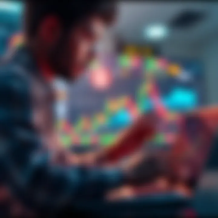 A person looking at cryptocurrency charts on a laptop, considering investment options in crypto