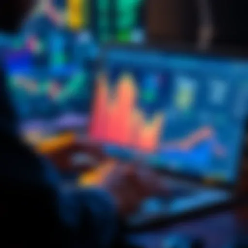 A person analyzing cryptocurrency data on a laptop with charts and graphs on the screen, highlighting key factors for investing.