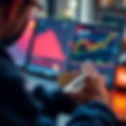 Crypto Investment Guide A person looking at cryptocurrency charts on a laptop with a cold wallet in hand