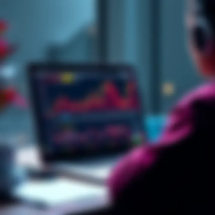 A person looking at cryptocurrency charts and data on a laptop, ready to start investing in crypto.