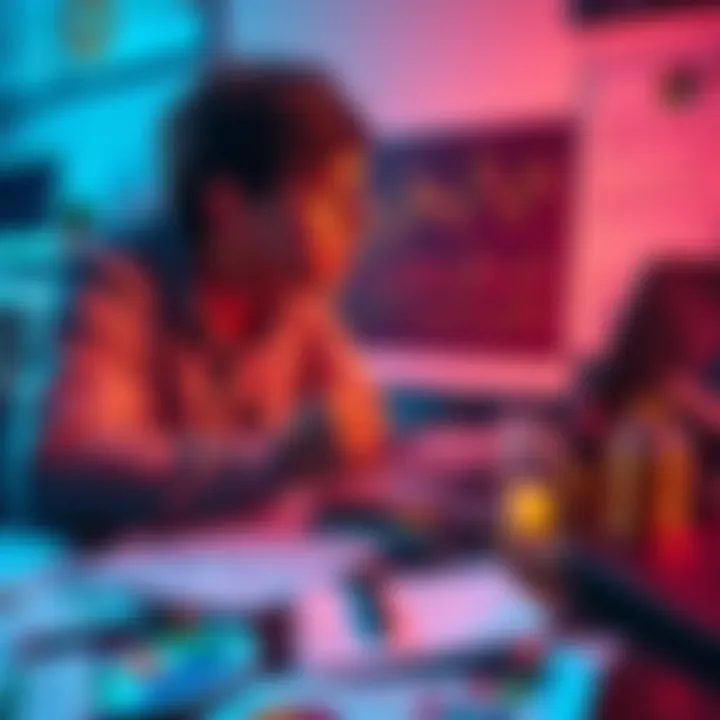 A person analyzing cryptocurrency charts on a laptop, surrounded by notes and charts, reflecting on investment strategies.
