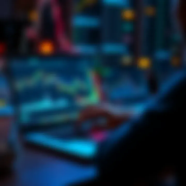 A person analyzing market trends on a laptop with crypto charts and graphs displayed, considering investments in digital currency.