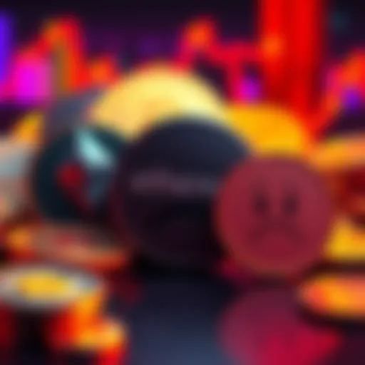 A graphic showing popular cryptocurrency symbols like Ethereum and Dogecoin, alongside a sad face emoji to represent missed investment opportunities.