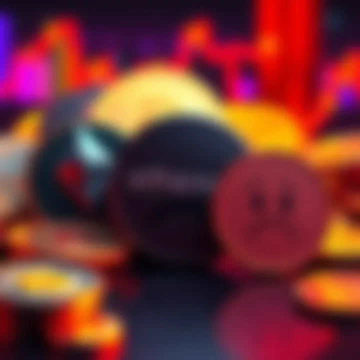 A graphic showing popular cryptocurrency symbols like Ethereum and Dogecoin, alongside a sad face emoji to represent missed investment opportunities.