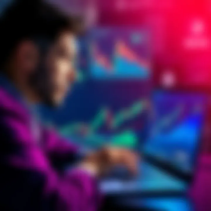 A worried person looking at cryptocurrency charts on a laptop, thinking about investment risks and self-custody options.