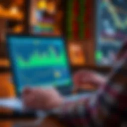 A person analyzing crypto charts and graphs on a laptop, showcasing investment strategies for new projects.
