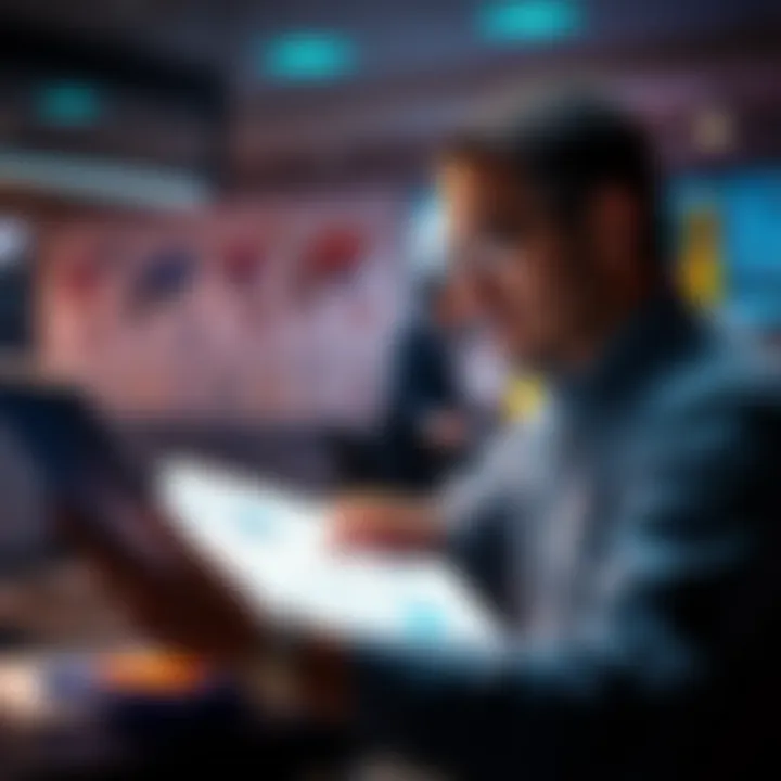 A crypto investor looking at charts and financial documents to assess capital losses after a rug pull incident.