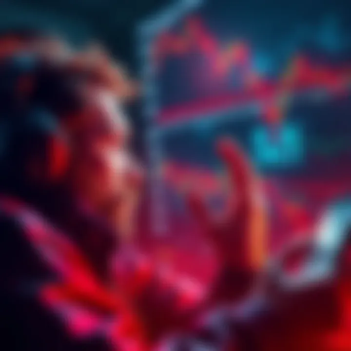 Crypto Investor's Loss A distressed crypto investor looking at market charts showing a steep decline, reflecting frustration and resilience.