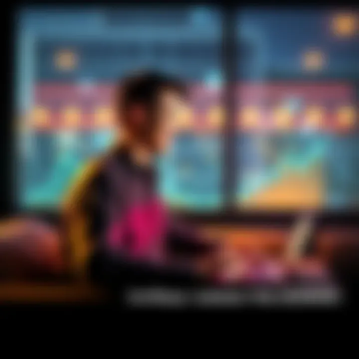 A young investor looks at a laptop screen showing a growing crypto portfolio graph with excitement and hope
