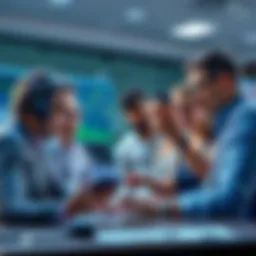 Crypto Investors Using Dollar Cost Averaging A group of diverse crypto investors analyzing charts and discussing Dollar Cost Averaging strategies in a bright office setting