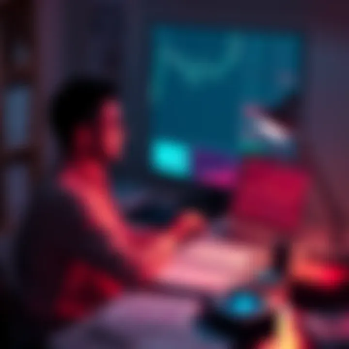 A person sitting at a desk with a laptop calculating crypto loans against Ethereum, surrounded by charts and financial documents