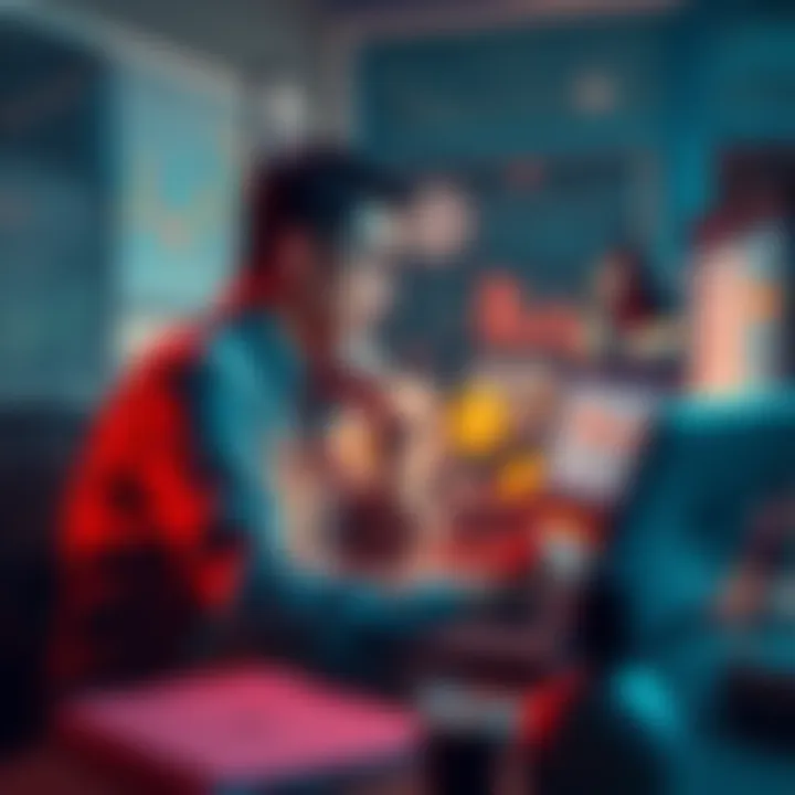 Navigating Crypto Loss A person contemplating investment decisions at a desk cluttered with financial charts and cryptocurrency symbols.