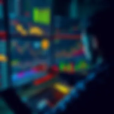 A person analyzing various cryptocurrencies including Bitcoin and Ethereum, with charts and graphs on a screen, planning investment strategies.