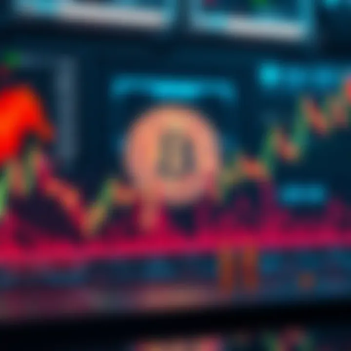 A visual representation of a cryptocurrency market chart showing a decline, with Bitcoin symbol and confused investors in the background.