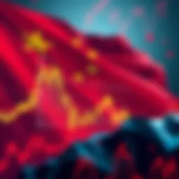 Crypto market analysis Graph showing cryptocurrency market trends with an illustration of China's flag in the background