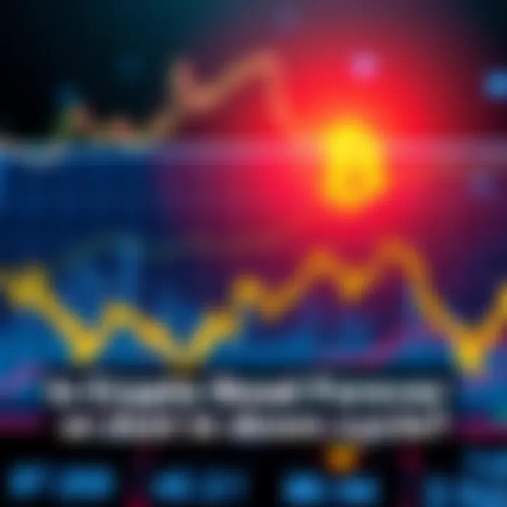 A graph showing the fluctuation of cryptocurrency prices with a focus on a downward trend, representing the current market situation.