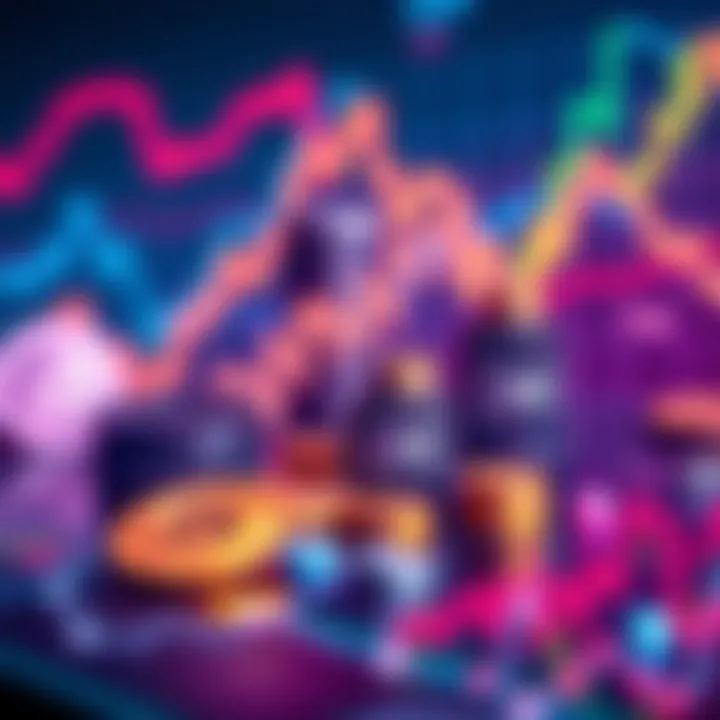 A visual representation of altcoins with a chart showing support levels and potential upward movement, symbolizing investment opportunities.