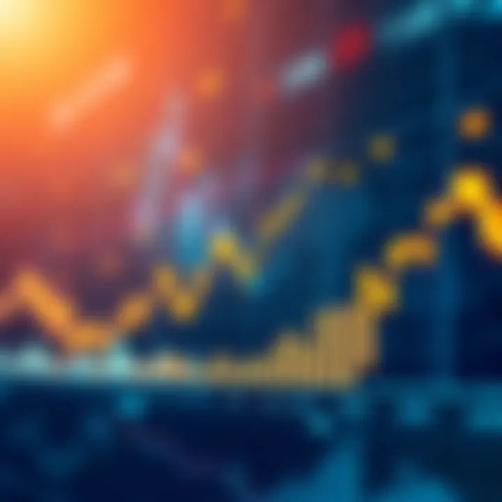Graph showing decline in cryptocurrency prices with market trendlines and bar charts