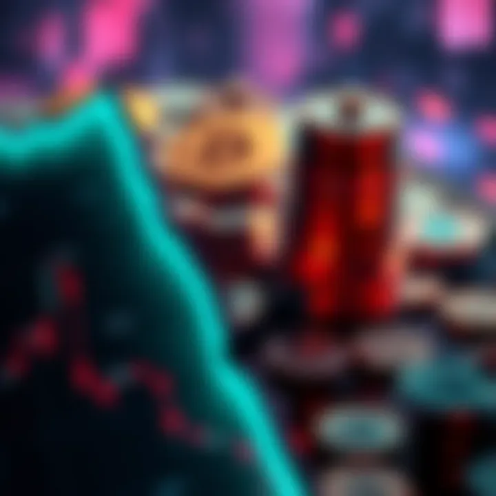 A downward graph showing a sharp decline, symbolizing the loss in the crypto market, with coins in the background losing value.