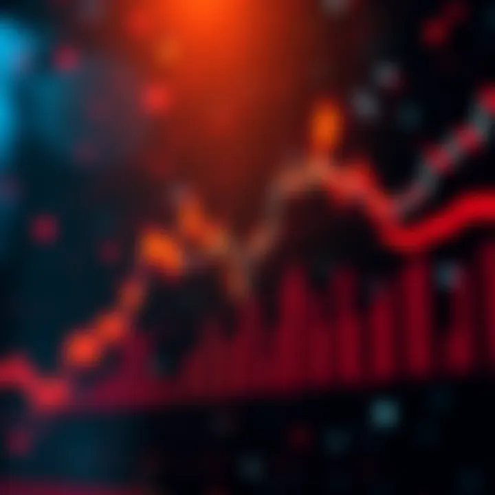 A downward trend graph showing a significant drop in cryptocurrency prices with red indicators