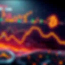 Graphic showing a downward trend in cryptocurrency values, with Bitcoin symbol and a dramatic drop line.