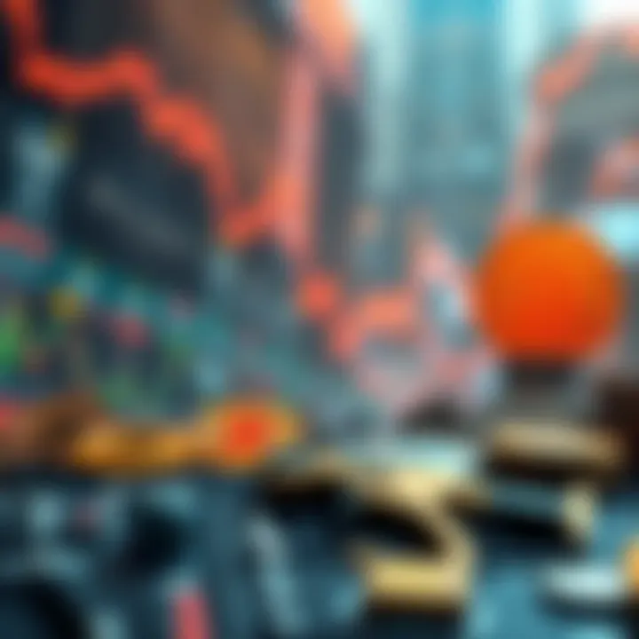 Visual representation of a downward trend in cryptocurrency values with symbols of Bitcoin and altcoins