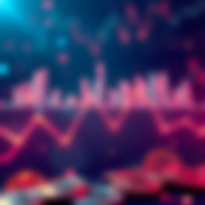 A downward trend graph showing the decline of the cryptocurrency market over three quarters, with digital coins fading in the background.
