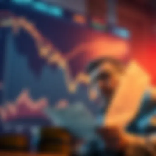 Chart showing a steep decline in cryptocurrency values, reflecting a $2 trillion loss, with a worried investor looking at their 401k statement.